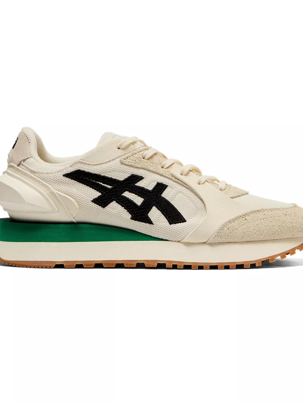 Onitsuka Tiger by Asics Cream and Black Sneaker with Green Midsole